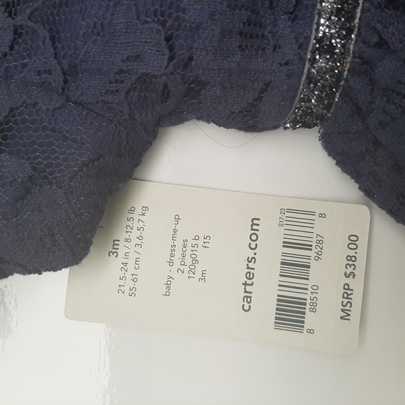 Carter's Navy Lace Dress with Bow 3M - Picture 5 of 7